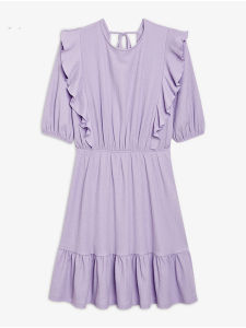 ชุดเดรสสั้นคอตั้งแขนสั้นทรงเข้ารูปเอวสูงสำหรับผู้หญิง ชุดเดรสฤดูใบไม้ร่วงสีพื้นแขนสั้นเอวเข้ารูป ชุดเดรสแฟชั่นฤดูใบไม้ร่วง