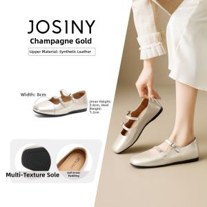 Josiny | Silver Shallow Mouth Mary Jane Flats