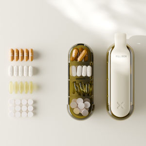 กล่องเก็บยาขนาดเล็กแบบพกพา กล่องเก็บยาแบบแยกช่อง กล่องเก็บยาป้องกันแสง กล่องเก็บยาขนาดเล็กสำหรับใช้ในบ้าน