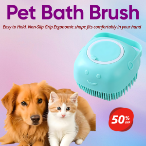 3 pcs Silicone Pet Grooming Brush with Soap Dispenser Gentle Massaging Bath Scrubber for Pets Deep Cleaning