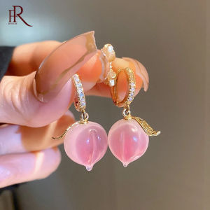 Frascati New Arrival Women Fashion Zircon Trendy Heart Hoop Earrings Korean Style Zircon Crystal Love Pink Jewelry