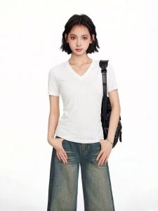 QIAOCHENXIAN | Áo Thun Slim Fit Co Dãn Cotton