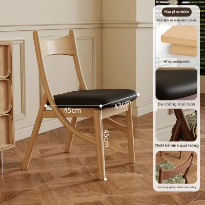 MU FENG ZHI NAN | Ghế Ăn Bữa Thư Giãn Phong Cách Retro Pháp Mid-Century Vintage Tai Mèo Gỗ Thật