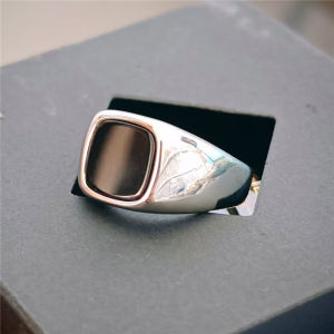 Black Stone Solid Ring 316L Stainelss Steel Jewelry Punk Style Biker Polishing Ring