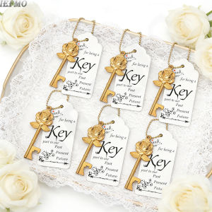 1/6PC Creative Gift Rose Key Bottle Opener Vintage Style Opener with Key Ring for Home Bar DecorCute Party Favor Accessories