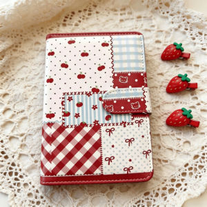 Sổ Tay A6 Kẻ Caro Dễ Thương Họa Tiết Cherry Bìa Còng 6 Lỗ Phong Cách Hàn Quốc Tự Làm Ghép Mảnh Sổ Tay Rời Sổ Kế Hoạch Di Động Quà Tặng Văn Phòng Phẩm
