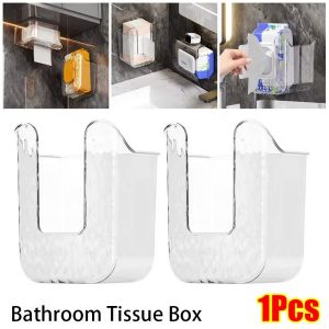 JIYAN2866 1Pcs Wall Mounted Tissue Box Punch Free Self-adhesive Paper Towel Holder Durable Plastic Napkin Container Bathroom