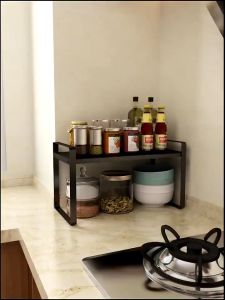 Kitchen Organizers Stainless Steel Microwave Rack Adjustable Length Expandable Multifunctional Shelf Storage Kitchen Rack COD