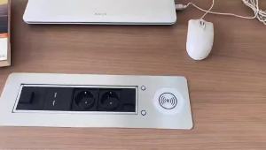 MANLEIKE Table Socket Desk Outlet Embedded Auto-Hidden Socket Office Desktop 3AC Plug Outlet With Wireless Charge/USB/Type-C
