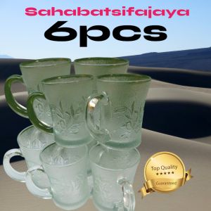 murah!!/6pcs gelas kopi/GELAS GAGANG KACA/GELAS Jasmine