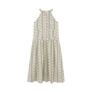 Sweet Slimming Neck Striped Red Floral A-line Dress