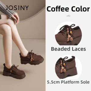 Josiny | Thick Sole Retro British Style Beaded Shoes Spring/Summer
