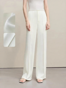 Elegant Trousers Toothpick Pleat Straight Leg Casual White Pant