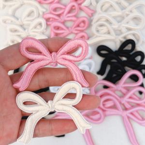 5PCS Pink Bow Embroidery Patches Iron On Patches For Clothing Cartoon Cute Pink Patches On Clothes Kids Stickers DIY Applique