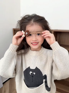 【VanHariacc】ของตกแต่งผมสไตล์เกาหลีสีกาแฟสำหรับเด็ก 2 ชิ้น