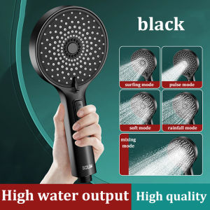 5 Mode Adjustable Showerhead Strong Water Flow Anti Block Nozzle High Pressure Shower Head for Low Pressure Household Bathroom