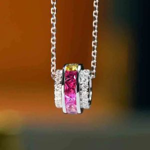 Huitan Funny Colorful Rainbow Pendant Necklace for Women Brilliant Attractive Neck Accessories Aesthetic Charms Party Jewelry