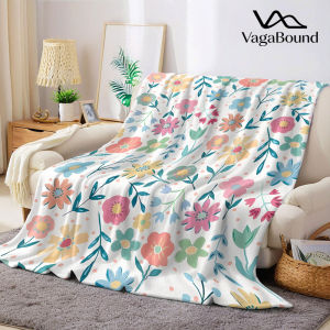 pastel floral pattern Flannel Blanket Warm Soft Halloween Christmas Decorative Couch Warm Cozy All-Season Gift