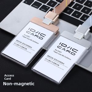 Double-Sided Transparent Acrylic Metal Business Information Tag Lanyard Work ID Card Holder Metal Acrylic Lanyard for Office Supplies