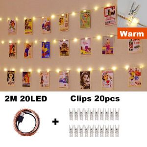 Photo Clip String Lights LED Fairy Lights Picture Clips USB Powered String Light with Clips for Bedroom Christmas Party Decor