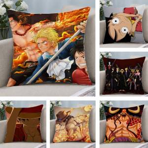 Bandai | One Piece Trafalgar Law Anime Plush Pillow Cover Soft Short Plush Cushion Cover For Sofa Bedroom Home Decor Gift Decoration