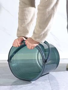 FURENJILI | Multifunctional Thickened Plastic Bucket Portable for Student Dorm Luxury Transparent with Lid