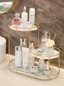 ตู้ครีมสำอาง ตู้เสื้อผ้าในห้องน้ำแบบเก๋ๆ ที่ปรับระดับได้ โลหะผสม เครื่องมือจัดระเบียบในบ้านสำหรับชั้นวางเครื่องสำอาง