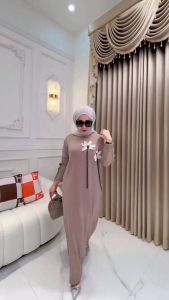 Gamis Wanita Muslim Kaos Knit Rajut Terbaru Bayar Ditempat