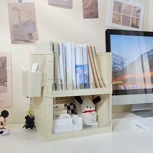 ELEMENTO Desk Organizer Rack with Pegboard DIY Multifunctional Organizer Storage Bookshelf Desktop Storage Box