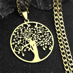 Tree of Life Nature Symbol Pendant Stainless Steel Gold/SilverA color Jewelry Women Men Fashion Necklace Bracelet Accessori