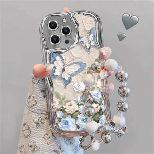 Creative Butterfly Flower Phone Case for Apple 16Pro 15Promax 14Plus 13Fashion 12Full Cover Anti-Fall Womens Model with Bracelet