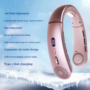 Neck FanLightweight Wearable Fan Low Noise 5 Speed Hands Free Fan Hanging Headphone Design Sports Fan for Indoor & Outdoor