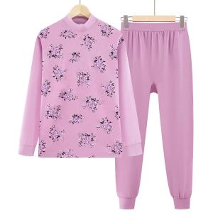 Warm Cotton Underwear Set High Collar Pure Cotton Grandmother Autumn Clothes Thickened Long Pants Floral Patterned Commute Style