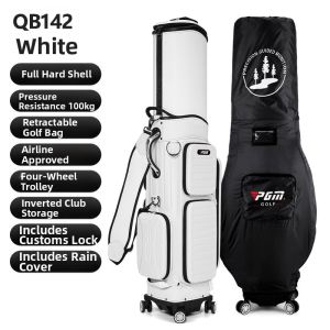 PGM GOLF | Aircraft Check-in Telescopic Hard Shell Golf Bag 360 Degree Wheels