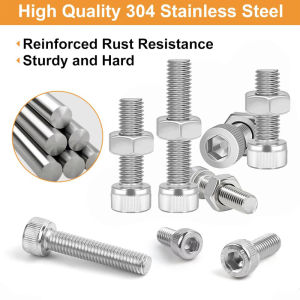 10Pcs M3 Stainless Steel Hex Head M3 Screw and Nut Set Cap Head Bolt Screw Fasteners Washer for Small DIY Repair Projects Easy Installation