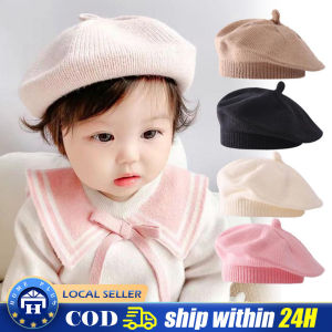 Fashion Baby Hat Solid Color Girls Warm Beret Vintage Knitted Beret Hat Kids Autumn Winter Children Artist Painter Cap Bonnet