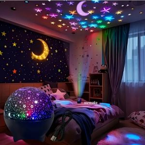 ไฟกลางคืน RGB LED โปรเจคเตอร์แสงดาว ดวงจันทร์ กาแล็กซี่ โคมไฟฉายภาพ 5V USB สำหรับเด็ก ของขวัญคริสต์มาส ตกแต่งห้อง