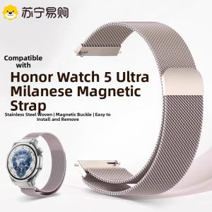 HONOR5 Ultra Milanese Smartwatch Band 22mm Magnetic Absorption Metal Steel Wristband Mens Watch Strap Compatible 1669Y