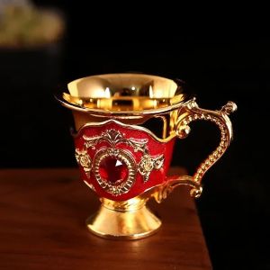 Fashion Creative Home Metal White Wine Cup Alloy Pattern Gems Decorated Classical Wine
