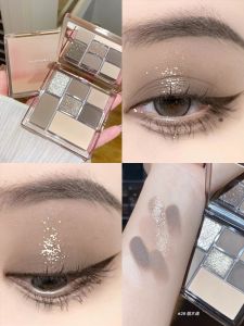 JudydoLL Earth Tone Eyeshadow Palette 7 Colors Highlight Integrated Shiny Pigments Cheek Color Highlighter One Piece