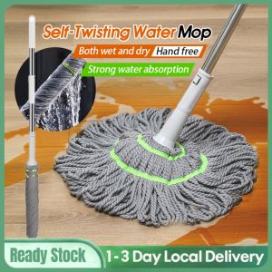 360° Putar Mop With Spinner For Floor Hand Free Lazy Mop Rotation Flat Mop Hands with Microfiber Fabric Mop Pad Cleaning Tools Mop旋转拖把Putar mop