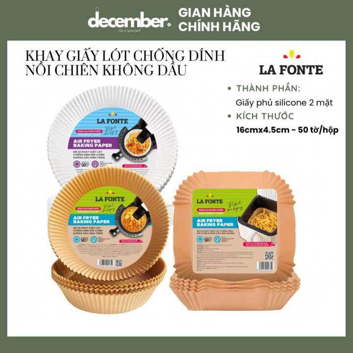 Bộ 50 Khay Giấy Lót Chống Dính Nồi Chiên Không Dầu Hình Vuông La Fonte -004350-BRO