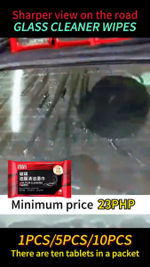 10Bags 100pcs Car Glass Degreasing Film Wet Wipes Auto Leather Interior Renovation Plastic Cleaning Tool Windshield Oil Film Removal Wet Wipes