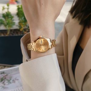 OLEVS jam tangan wanita dewasa terbaru 2024 anti air elegan mewah bercahaya kalender berlian dial tali jam baja tahan karat