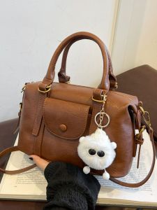 Fashionable Large Capacity Soft Leather Shoulder Crossbody Bag Vintage Handbag Womens Bag Pillow Shape Casual Tote Bag