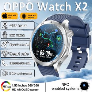 2025 New OPPO X2 Smart Watch Mens GPS Sports IP68 Waterproof Compass Heart Rate Blood Oxygen Bluetooth Call Smartwatches IOS