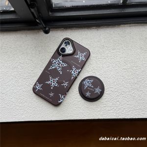 เคสโทรศัพท์มือถือแบบมีขาตั้งดูดซับแม่เหล็กลายเสือดาวและดาวสำหรับ Apple 16 15 pro Max 14 13 แบบครอบเต็ม ป้องกันการตกหล่น ดีไซน์น่ารัก