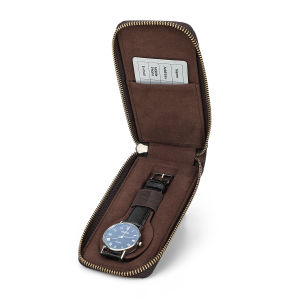 กล่องเก็บนาฬิกาข้อมือซิปหนังแท้ Nubuck ใส่นาฬิกาผู้ชายหนังกล่องจัดระเบียบเวลาเดินทางแบบพกพา