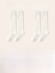 JINGCHI | Thickened Fleece High Tube Long Socks Womens Winter Warm Leggings Postpartum Stockings Crystal Stream Simple Style Pure Color