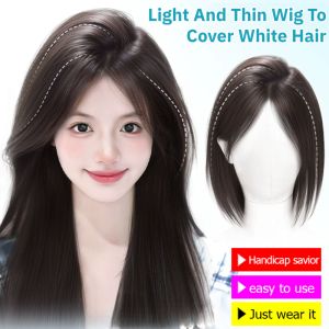 Korean Style Light And Thin Wig Increase Hair Cover White Hair Real Human Hair Wigs For Women Seamless Invisible Hair Patch
